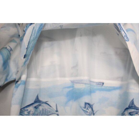 Cabela's Fishing Button Down Shirt Mens L Blue White Vented Relaxed Fit Athletic - Picture 6 of 10